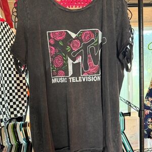MTV Women's Black Short Sleeve Tee